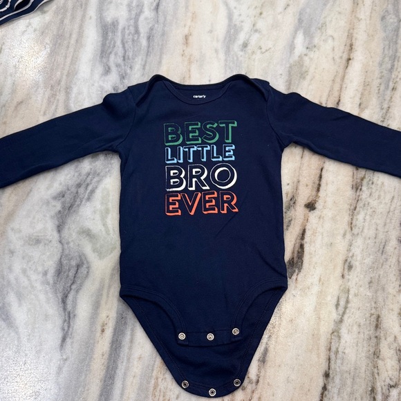 Carter's Other - Carter's Navy Bodysuit with Colorful 'Best Little Bro Ever' Print